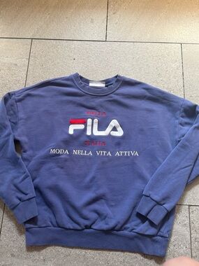 Fila navy blue sweatshirt with red and white logo #sweatshirt